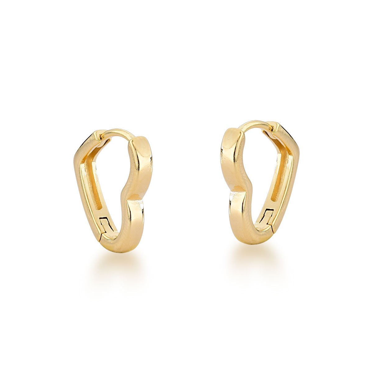Brinco Trio Argola Coração Lisa Banhada a Ouro 18k Dourado 6