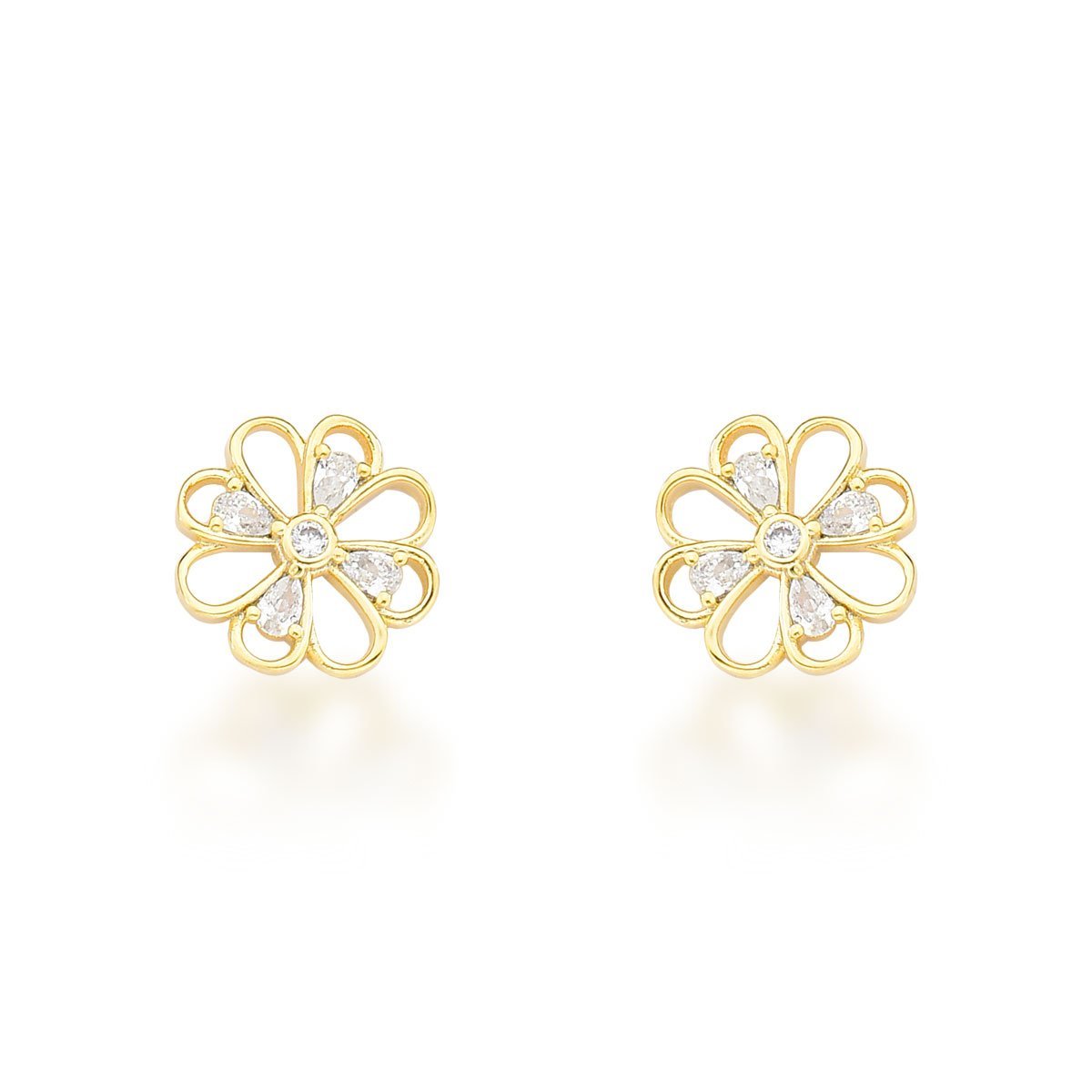 Brinco Flor Delicada Banhada a Ouro 18k Dourado 1
