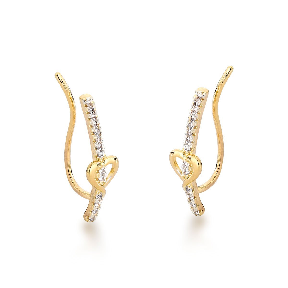 Brinco Earcuff com Coração Banhado a Ouro 18k Dourado 1