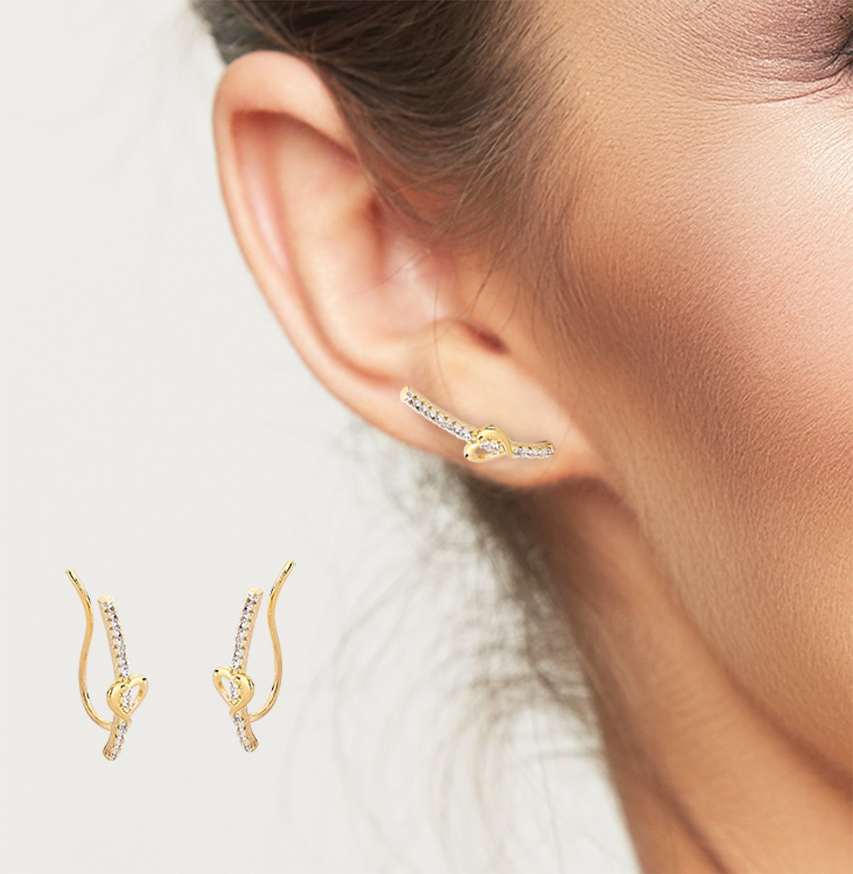 Brinco Earcuff com Coração Banhado a Ouro 18k Dourado 2