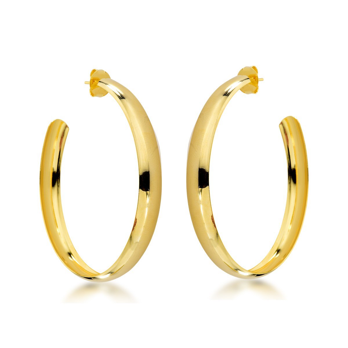 Brinco Argola Meia Cana 4cm Banhada a Ouro 18k - 4cm Dourado