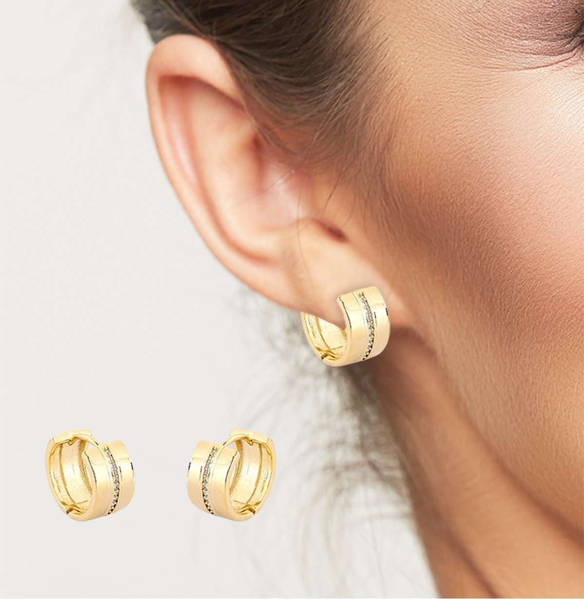 Brinco Argola Larga com detalhe Banhada a Ouro 18k - 1,4cm Dourado 2