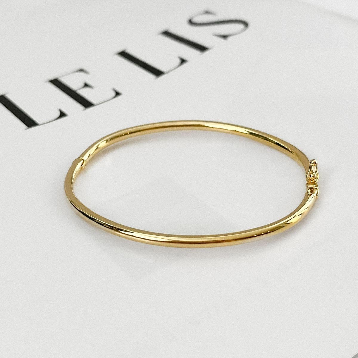 Bracelete liso Oval com Fecho Banhado a Ouro 18k Dourado 3