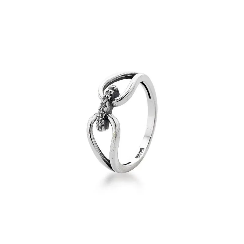 Anel Delicado com Zirconias Prata de Bali 925 -14