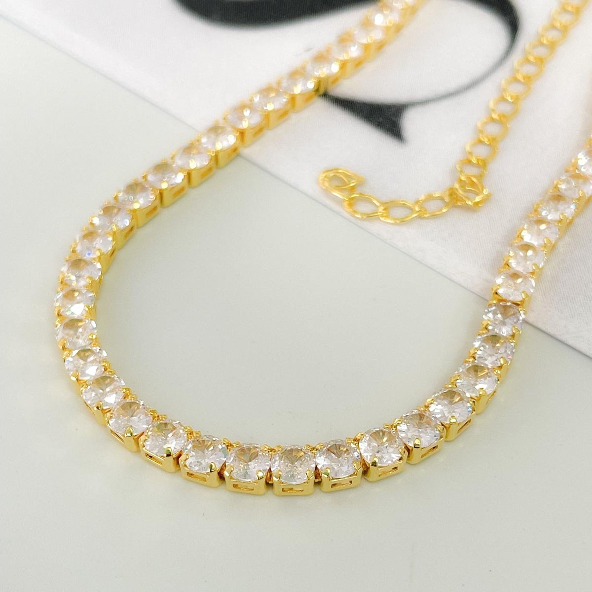 Colar Choker Riviera 4mm Banhada a Ouro 18k - 32cm Dourado 2