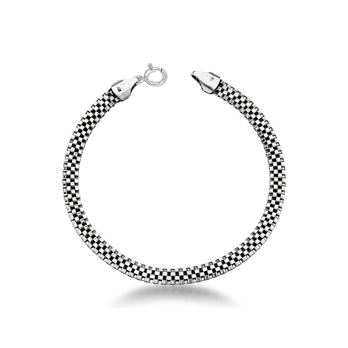 Pulseira Chata Pipoca Prata de Bali 925 - 19cm Prata 1