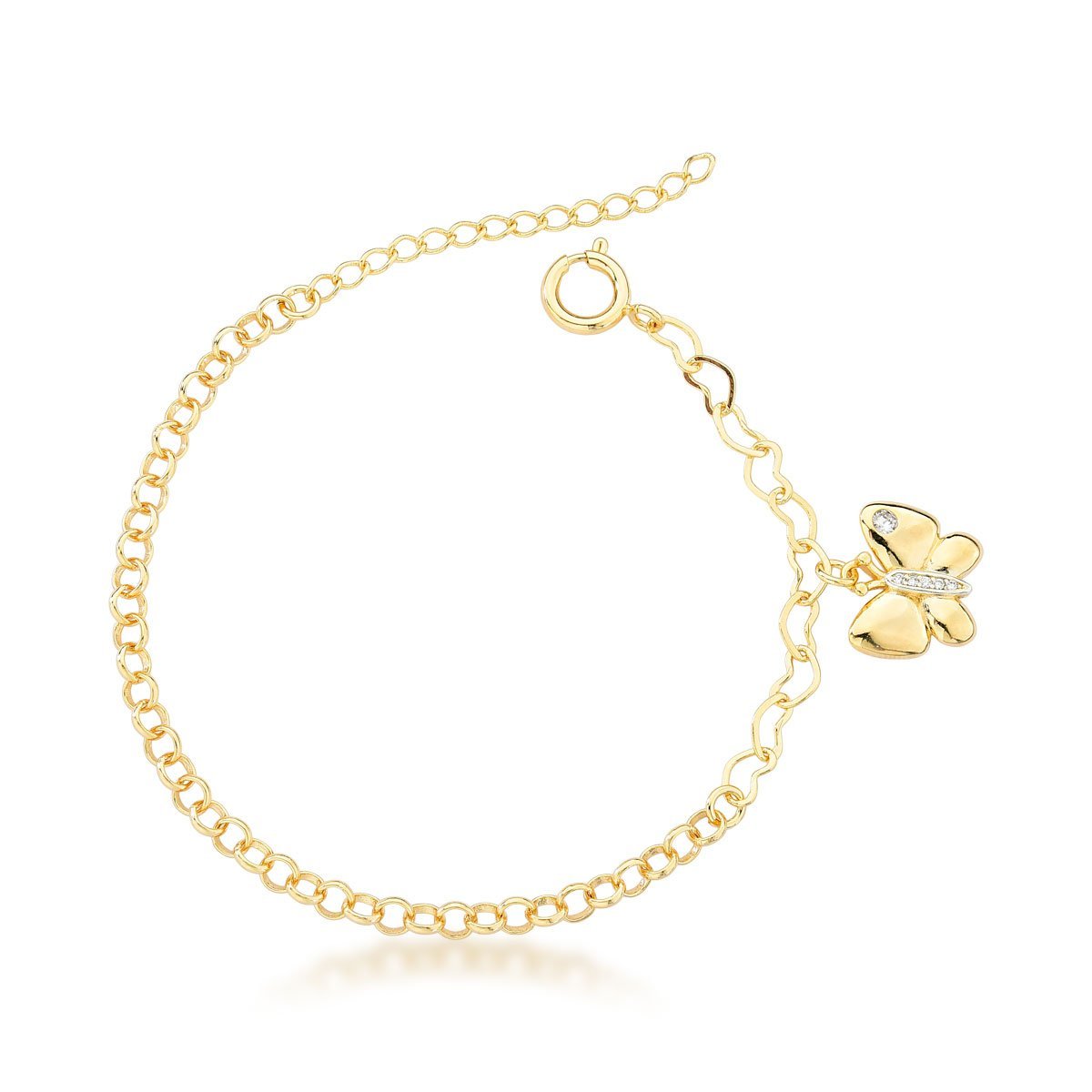 Pulseira Borboleta: Elegância e Sofisticação Banhada em Ouro 18k - 18cm Dourado 1