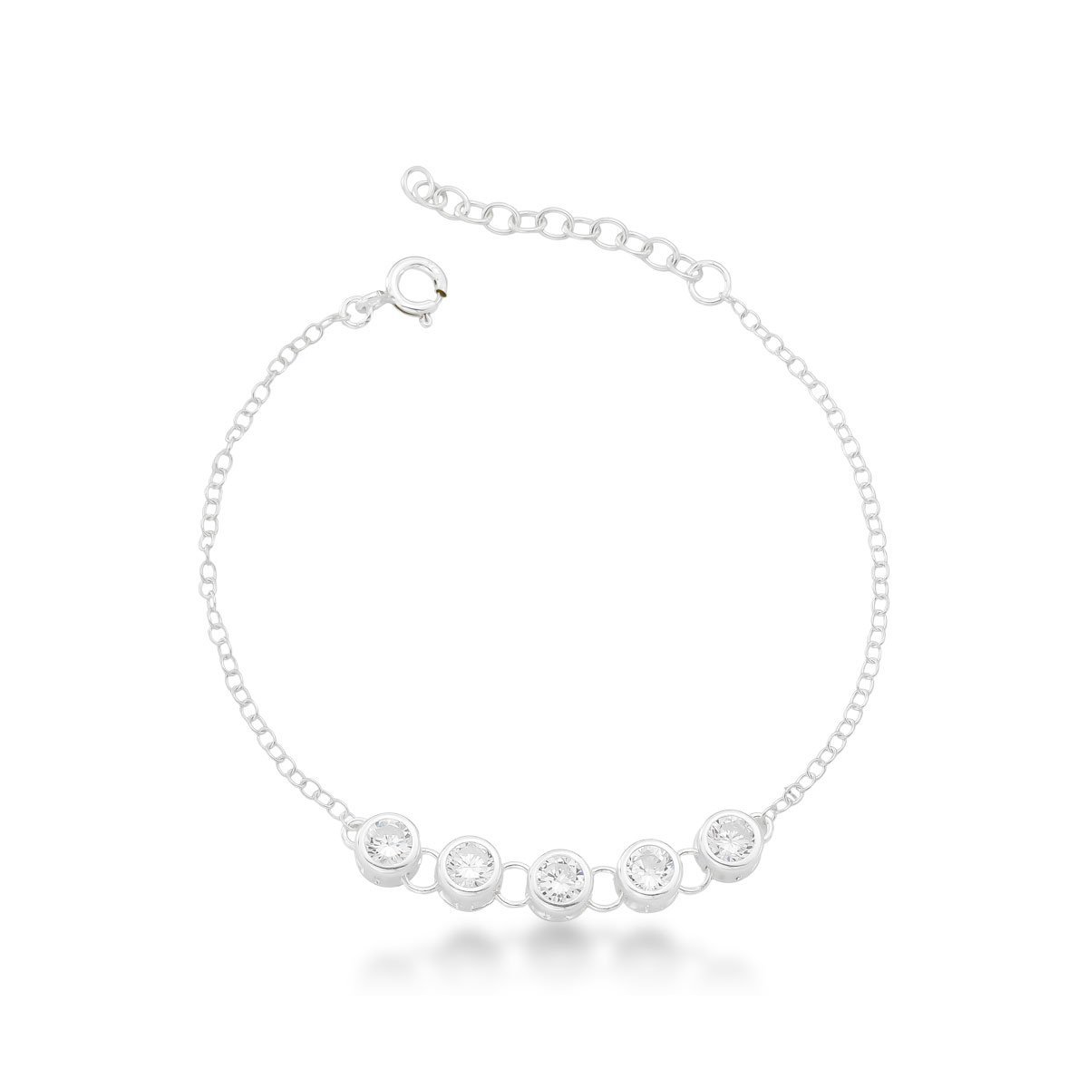 Pulseira Feminina Delicada em Prata 925 com Zircônias Brancas Prata 1