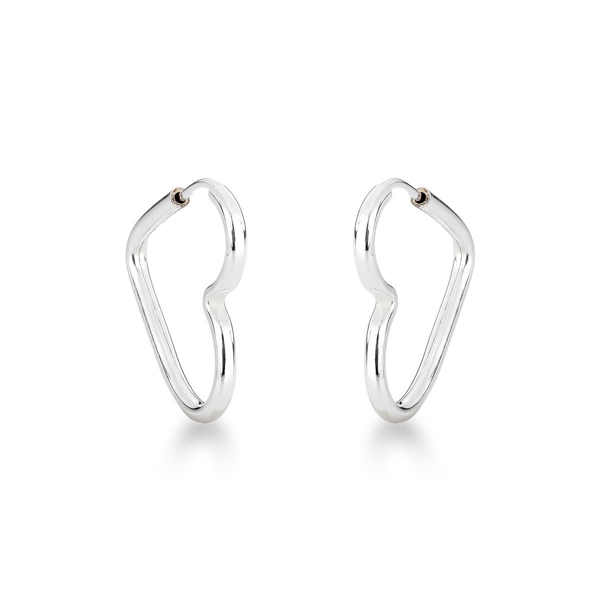 Trio de Brincos Argola Coração Lisa em Prata - Elegância Atemporal Prata 2