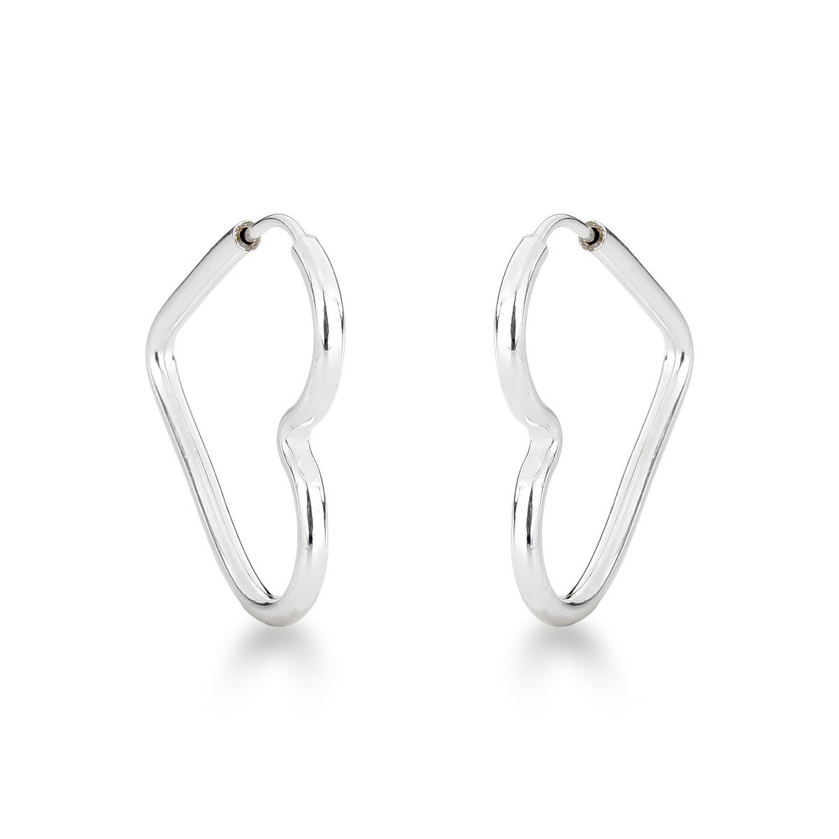 Trio de Brincos Argola Coração Lisa em Prata - Elegância Atemporal Prata 4