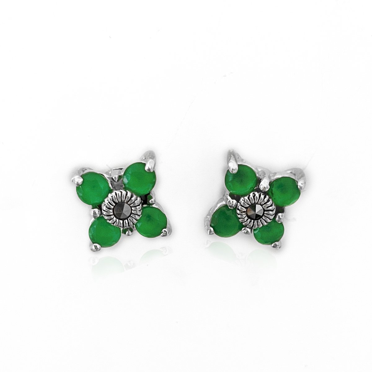 Brincos de Prata 925 com Pedra Citrino Natural Verde 2