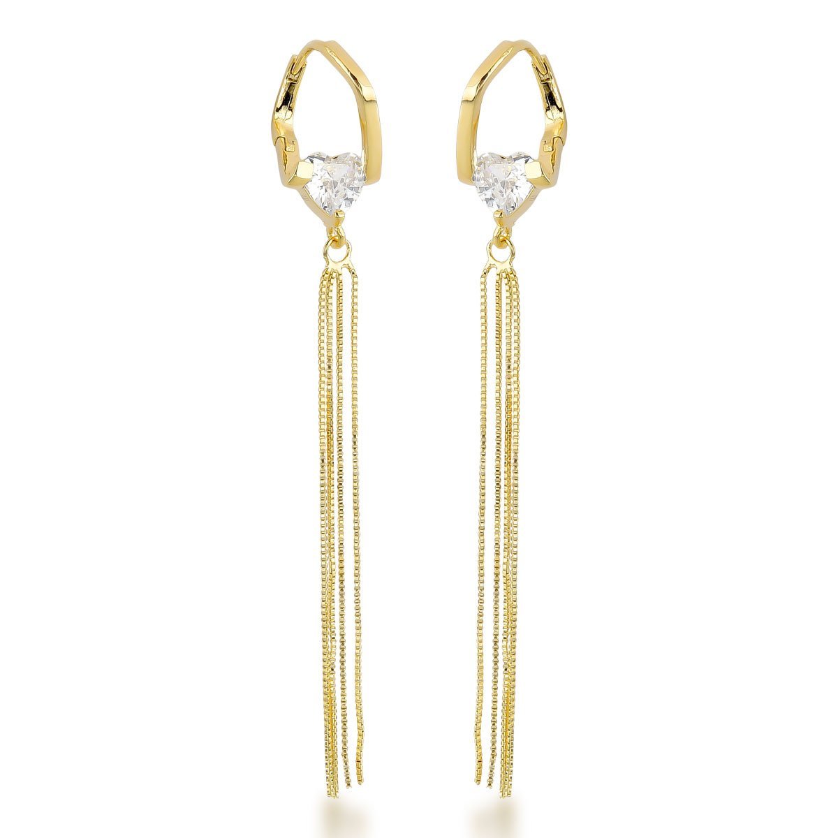 Brinco Argola com Franja - Banhado a Prata Dourado 1