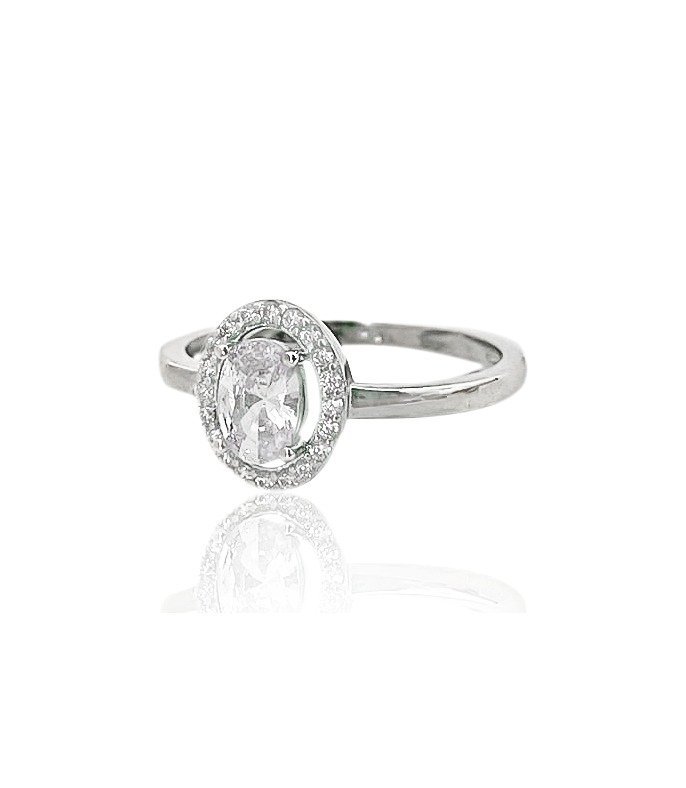 Anel Solitario Zirconias Prata 925 - 22