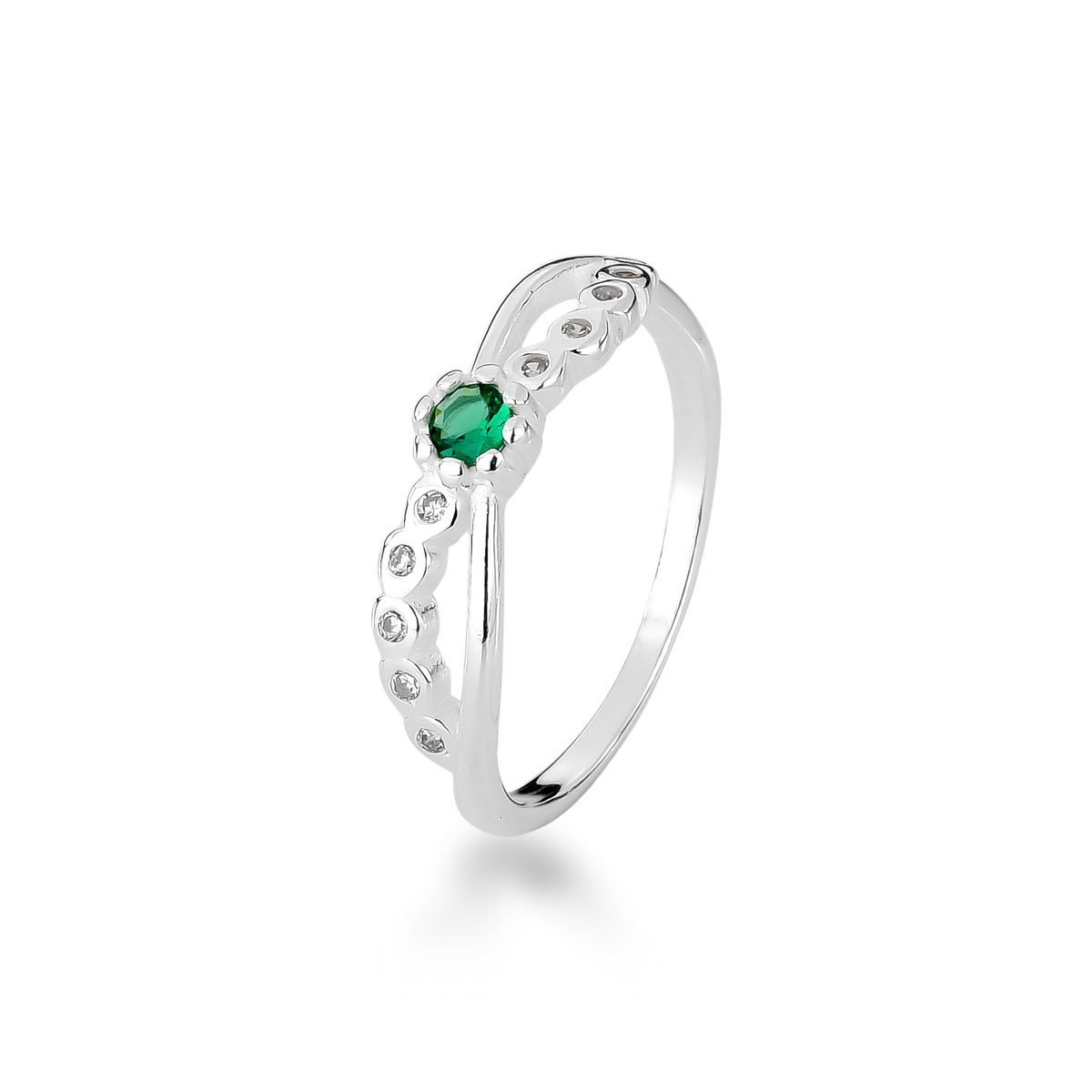 Anel Minimalista Zirconia Verde Prata 925 - 17 Prata 1