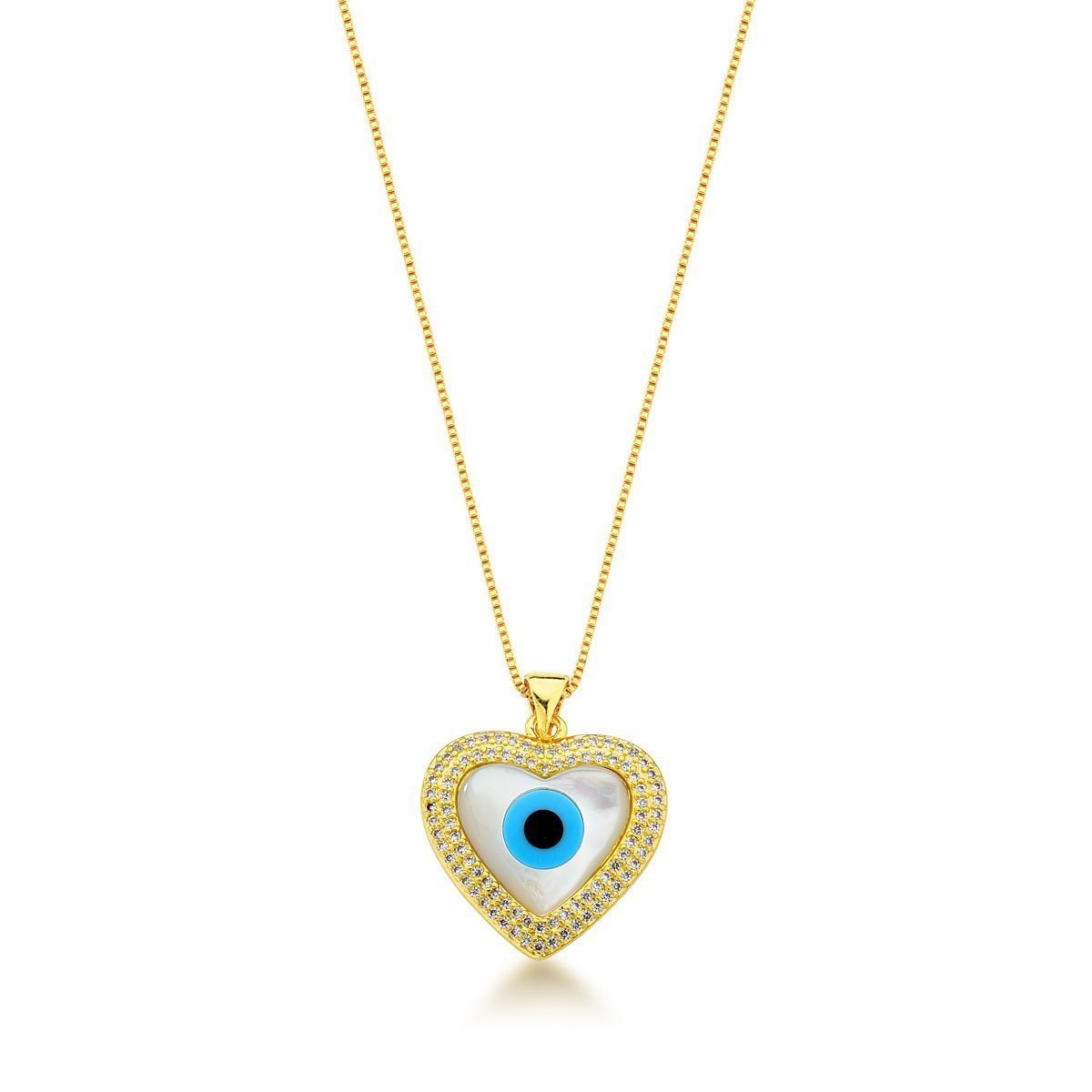 Colar Olho Grego Madreperola Banhado a Ouro 18k