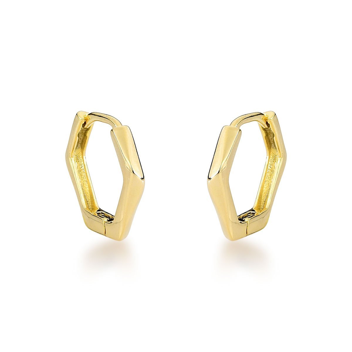 Trio de Brincos Argola Sextavadas Banhadas a Ouro 18k Dourado 3