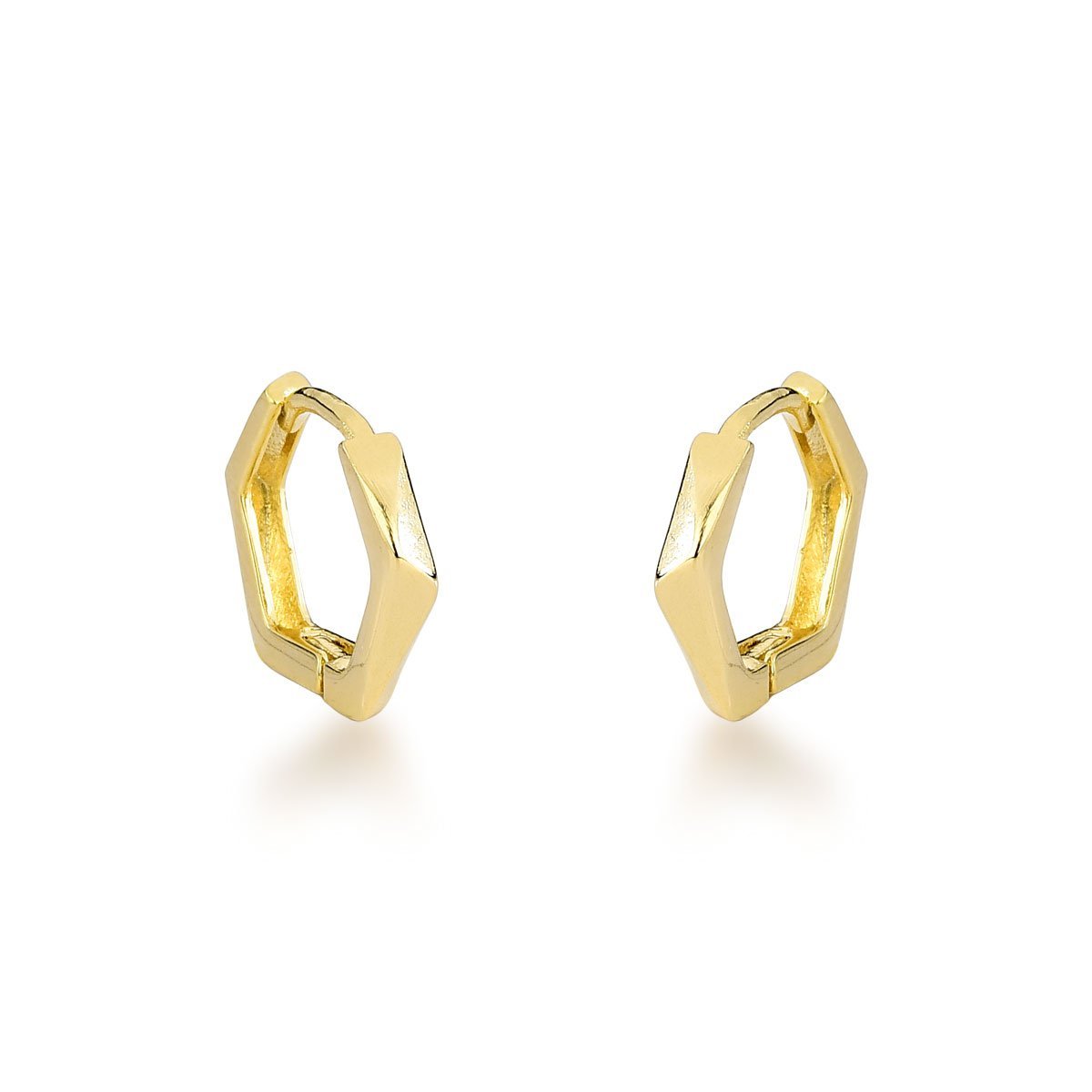 Trio de Brincos Argola Sextavadas Banhadas a Ouro 18k Dourado 4
