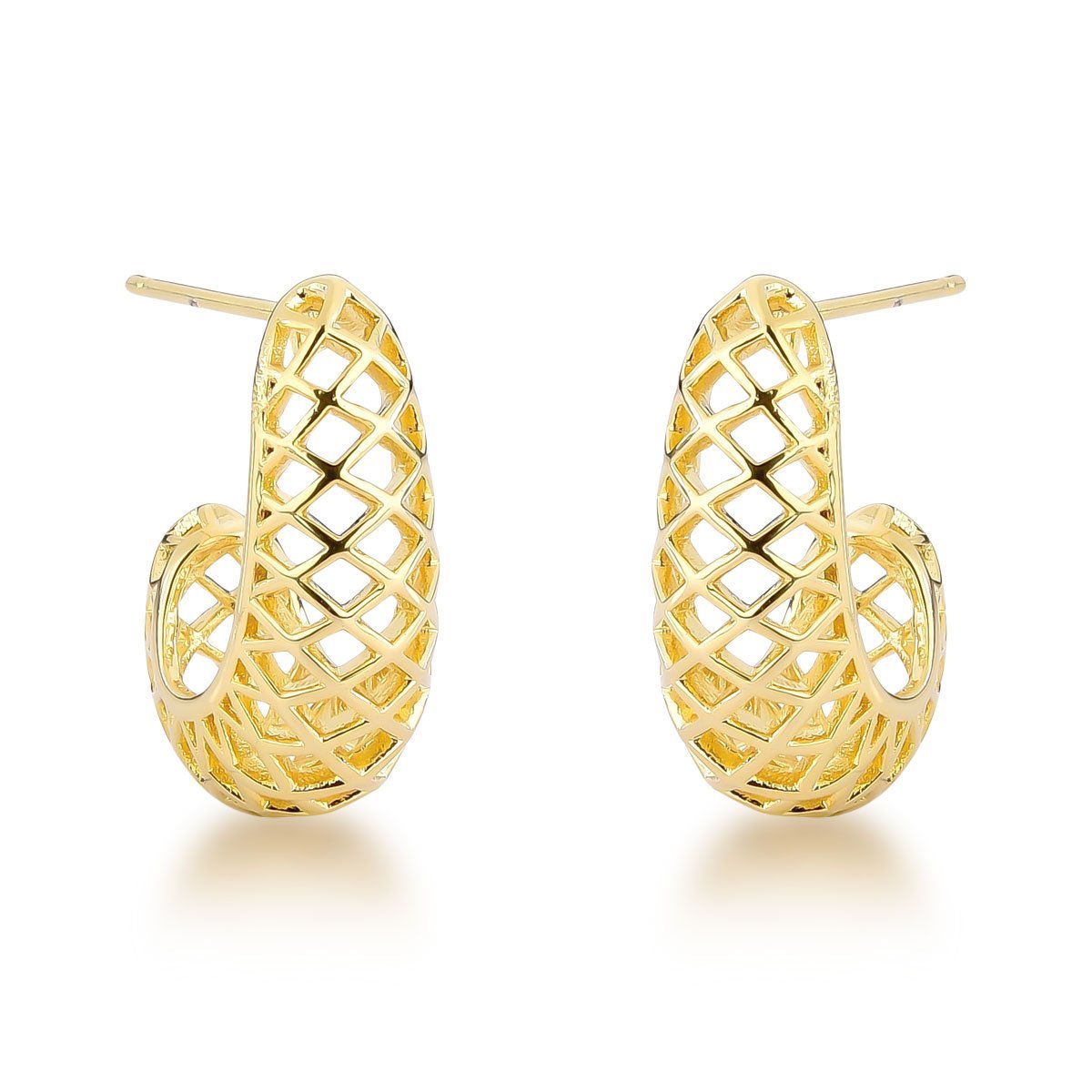 Argola Chic Banhada a Ouro 18k - Detalhes Reticulados para Estilo Distinto