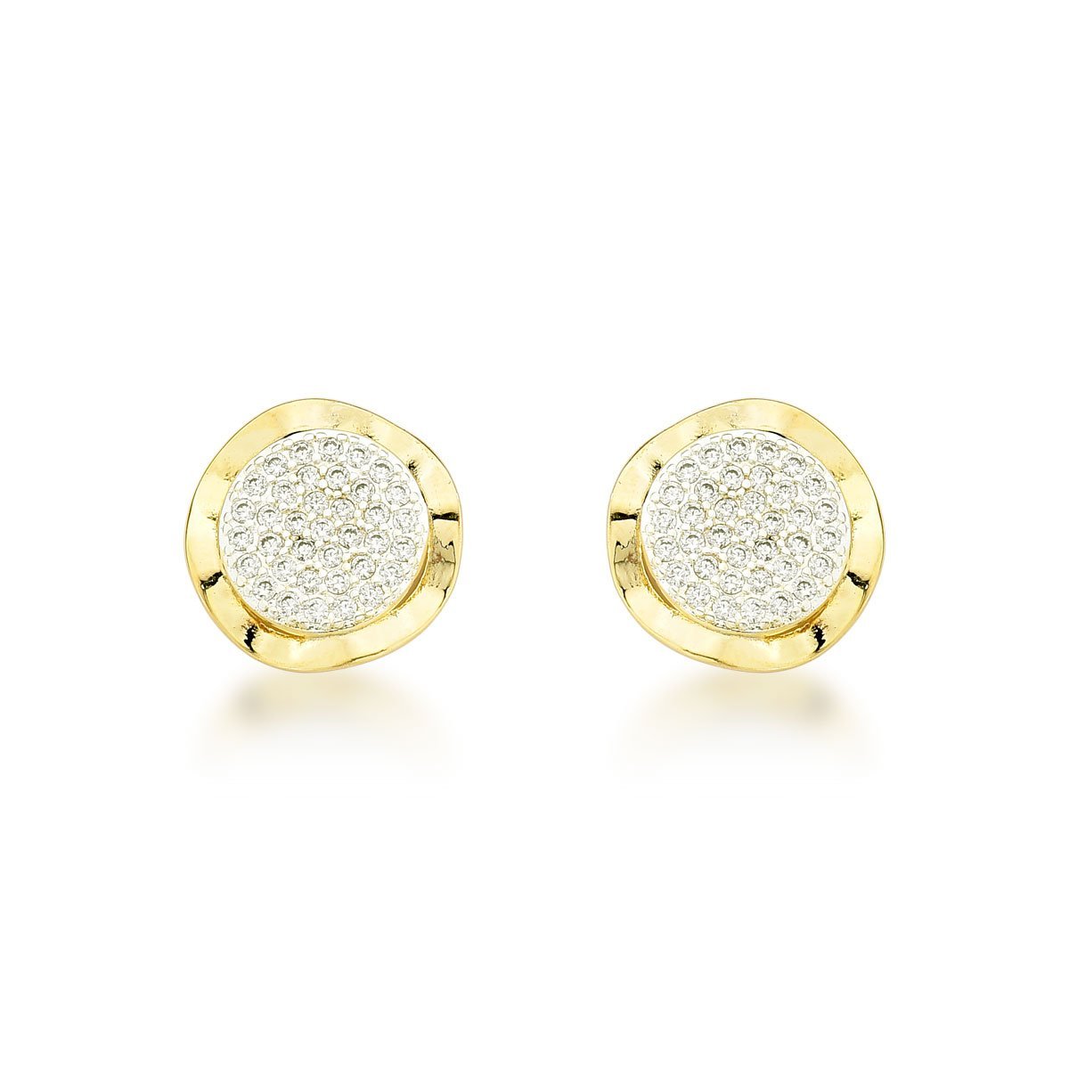 Elegância Solar: Brincos Banhados a Ouro 18k com Círculo de Zircônia Dourado 1