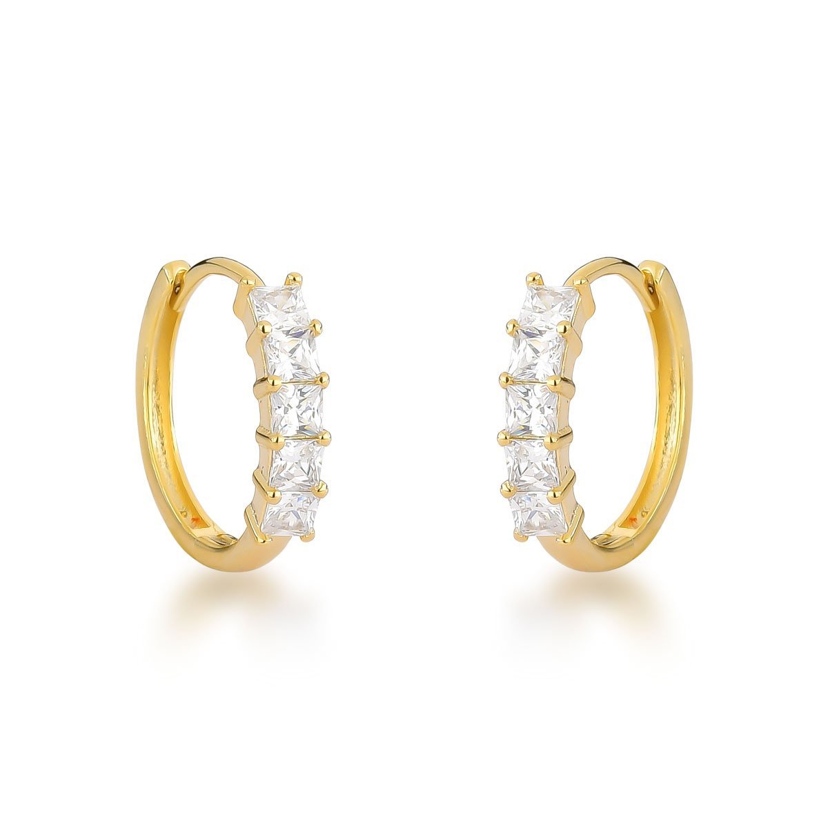 Argolas Douradas com Brilho de Cristal: Toque de Luxo em Ouro Banhado a Ouro 18k Dourado 1