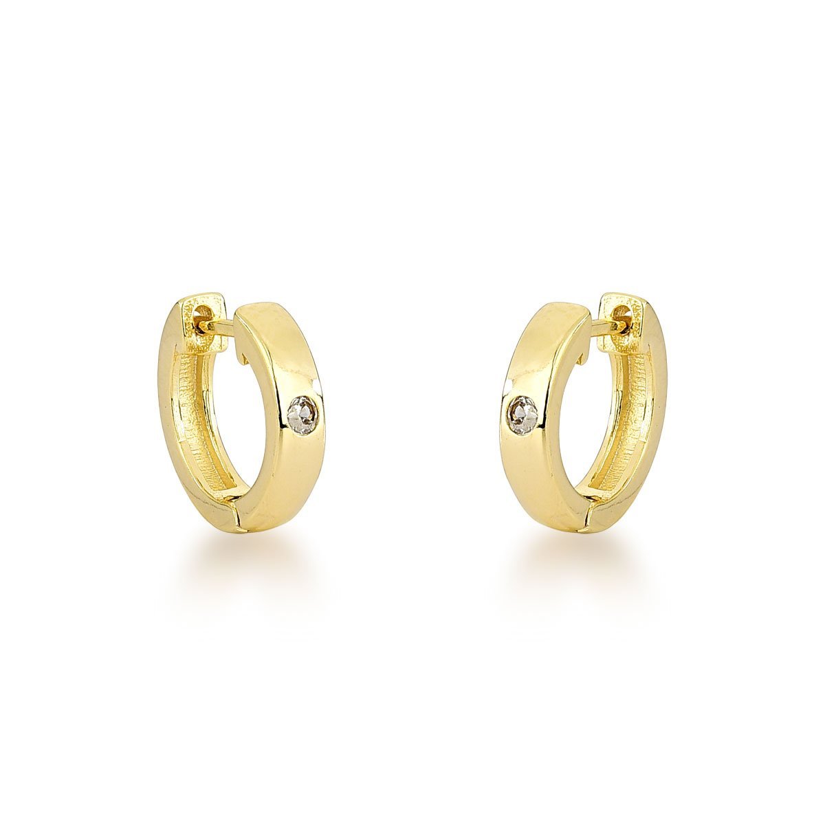 Brinco Argola Unissex Ponto de Luz 1cm Banhado a Ouro 18k Dourado 1