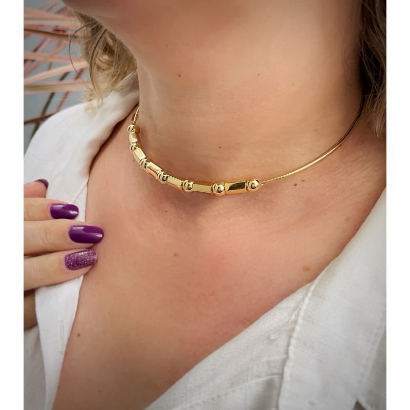 Colar Aro com Bolas Canutilhos Banhado a Ouro 18k Dourado 2
