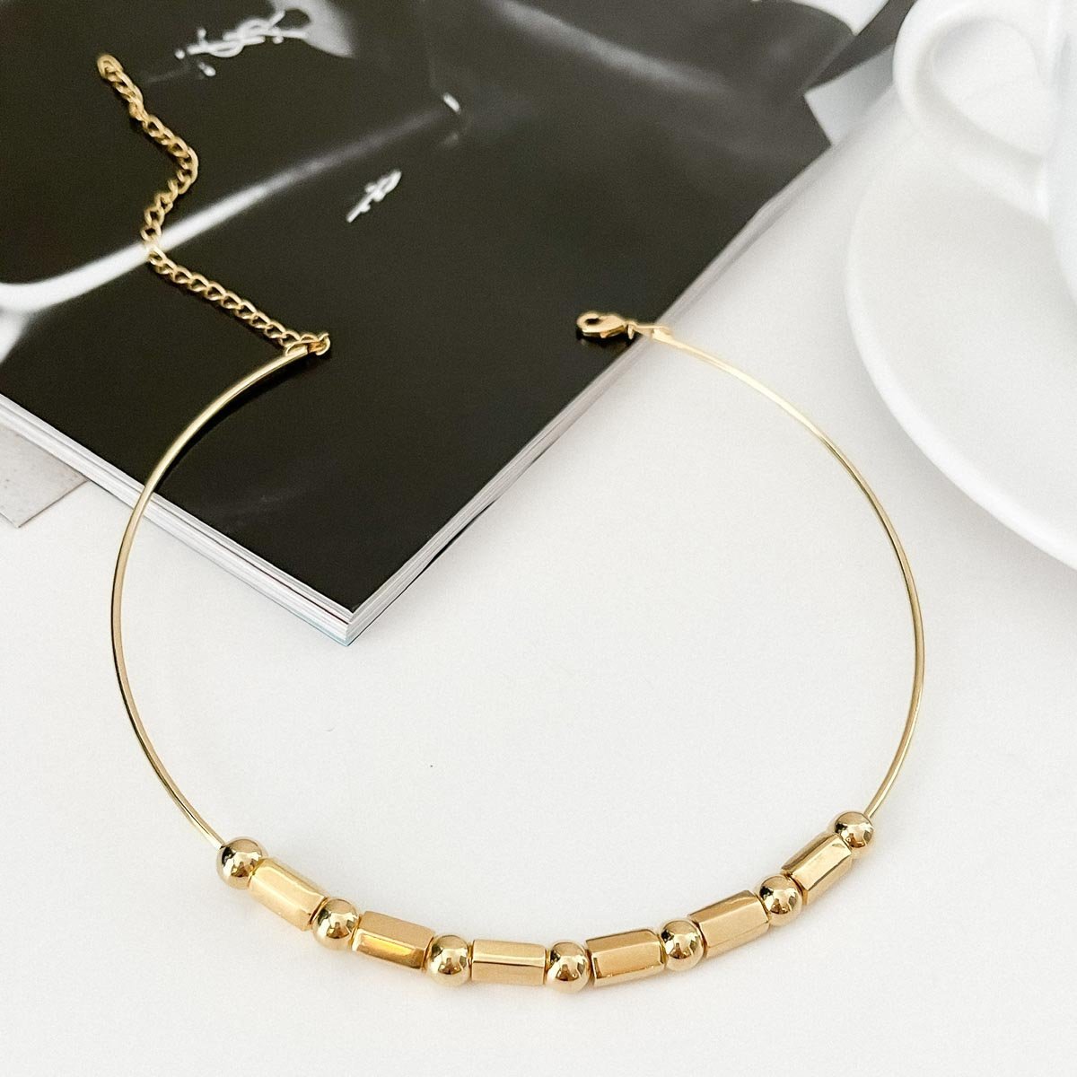 Colar Aro com Bolas Canutilhos Banhado a Ouro 18k Dourado 3