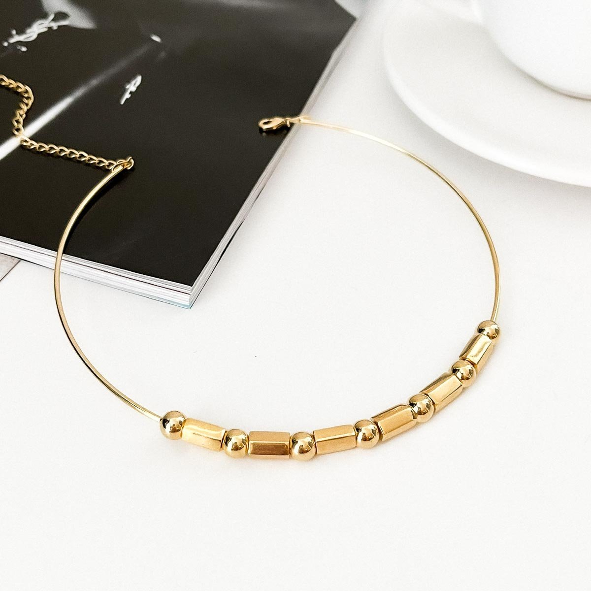 Colar Aro com Bolas Canutilhos Banhado a Ouro 18k Dourado 4