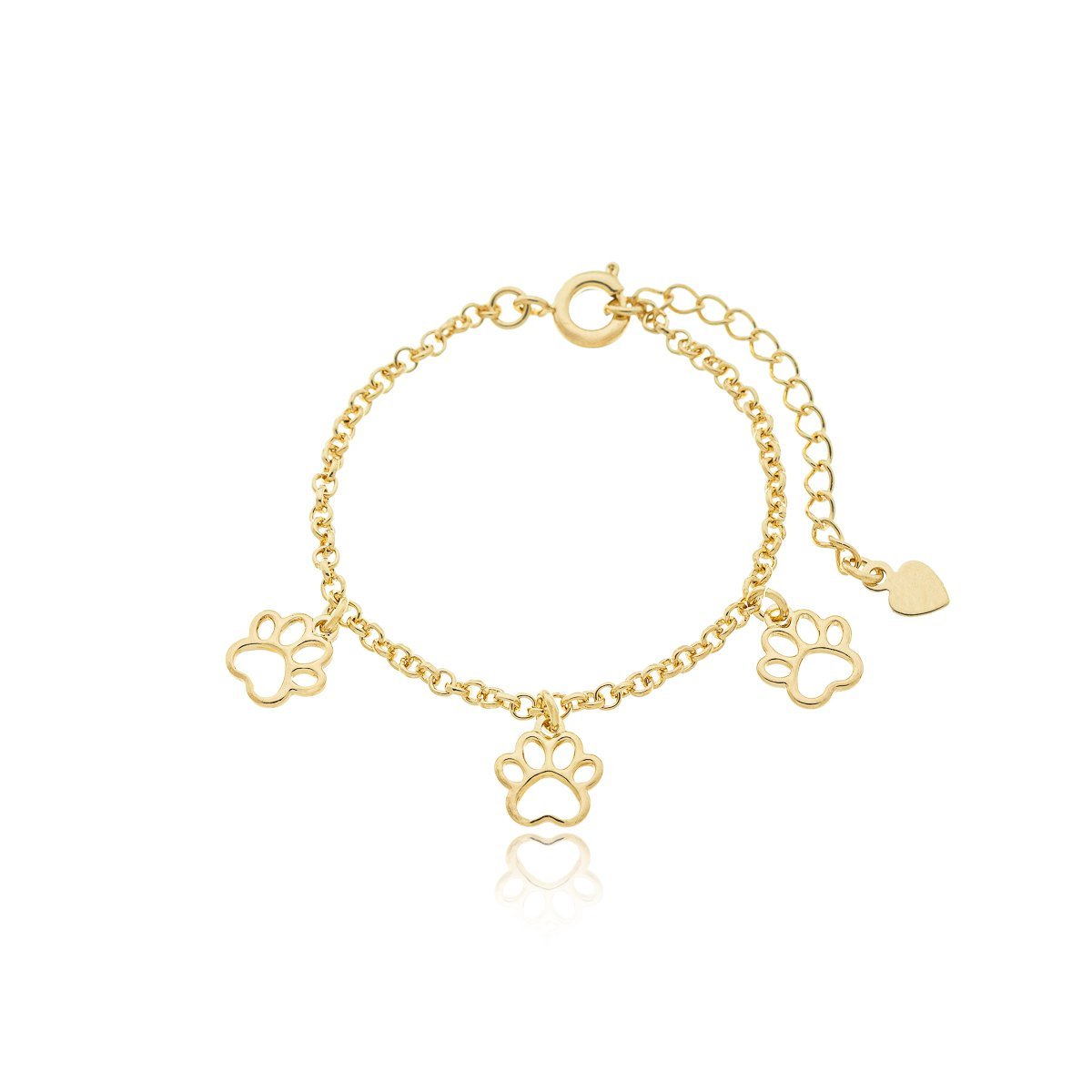 Pulseira Infantil Patinhas Banhada a Ouro 18k