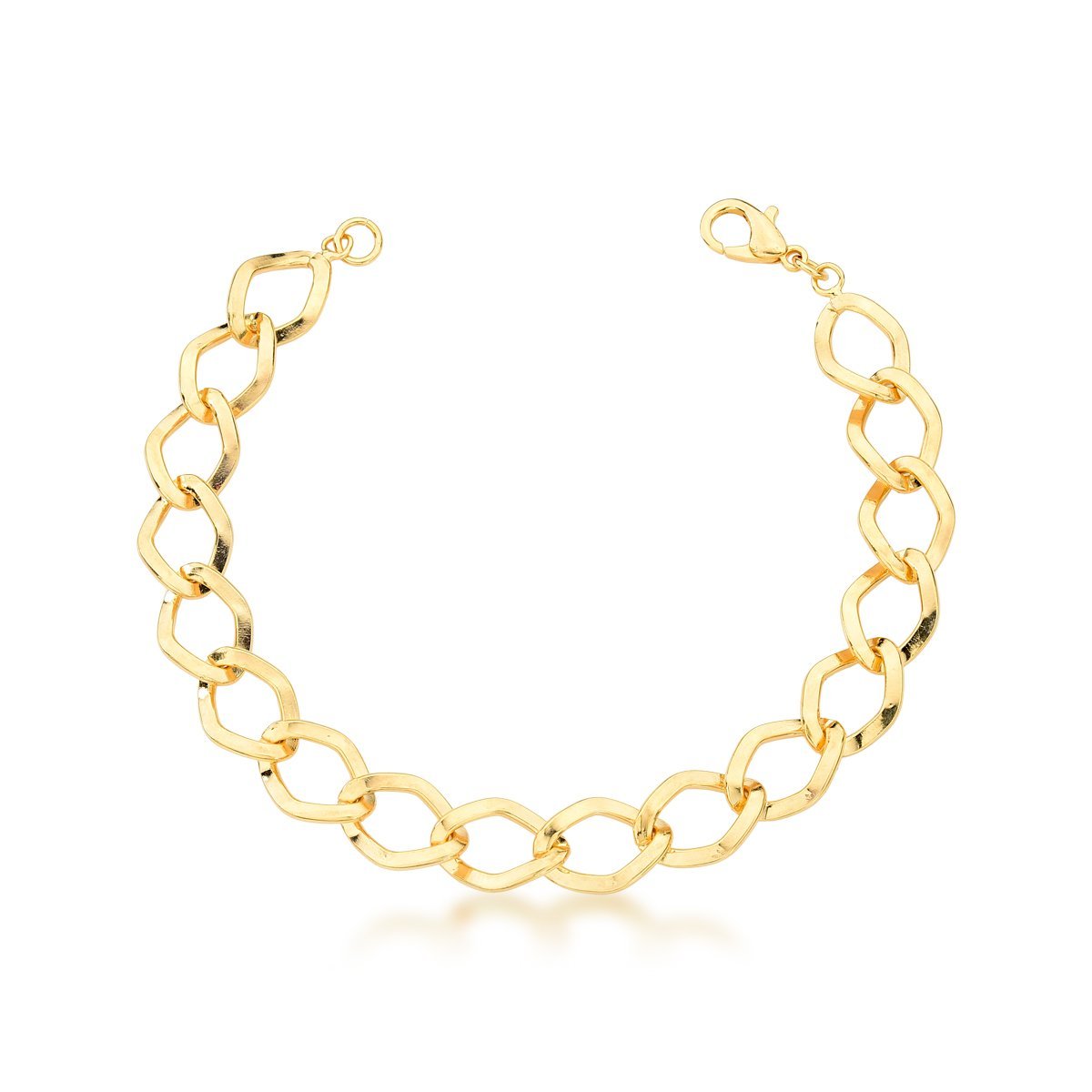 Pulseira Elos Chatos 9,4mm Banhada a Ouro 18k