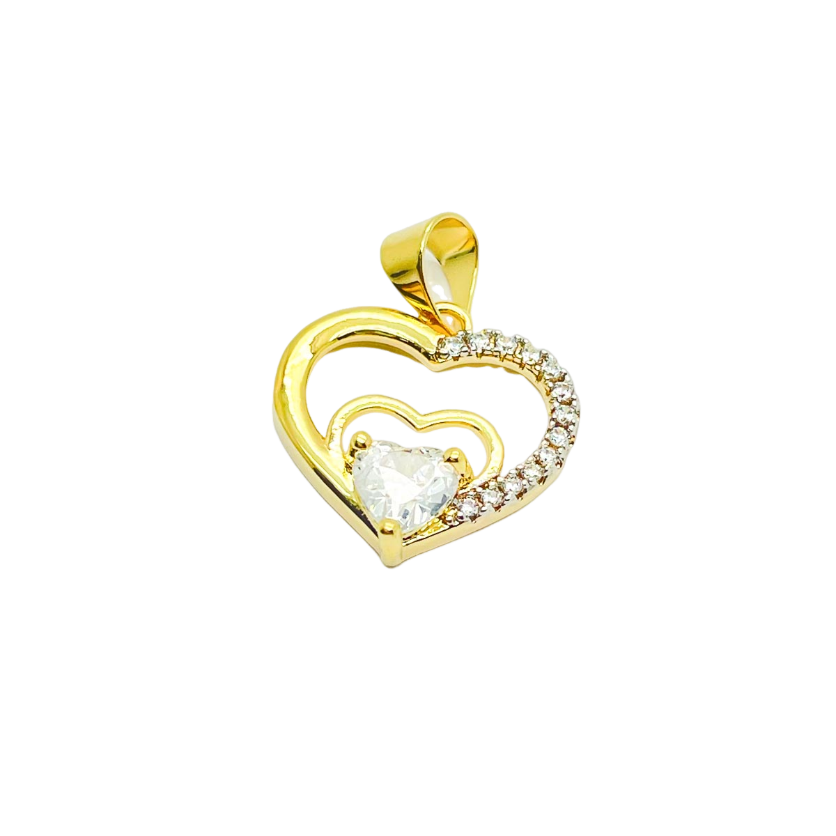 Pingente coração com ponto de luz Banhado a Ouro 18k - Rosa Dourado 2