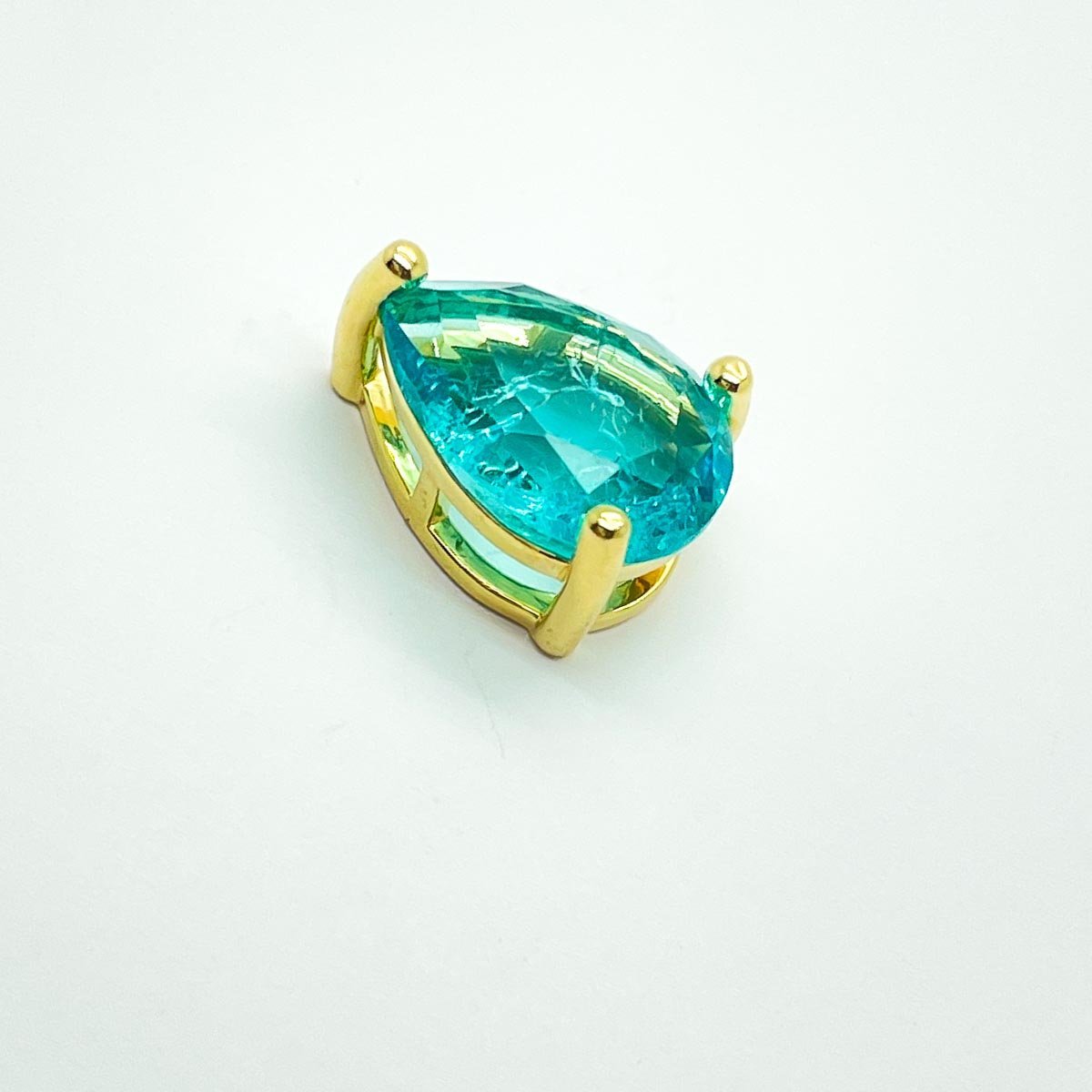 Pingente Gota Zirconia Banhada a Ouro 18k - Azul Dourado 1