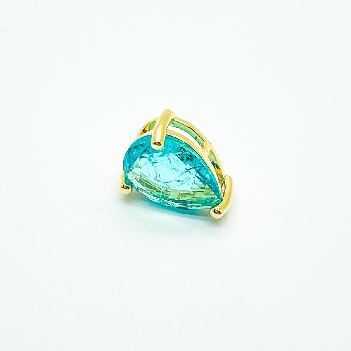 Pingente Gota Zirconia Banhada a Ouro 18k - Azul Dourado 2