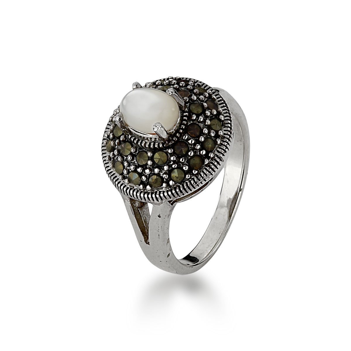 Anel Marcassitas e Madreperola Prata 925 Prata 1