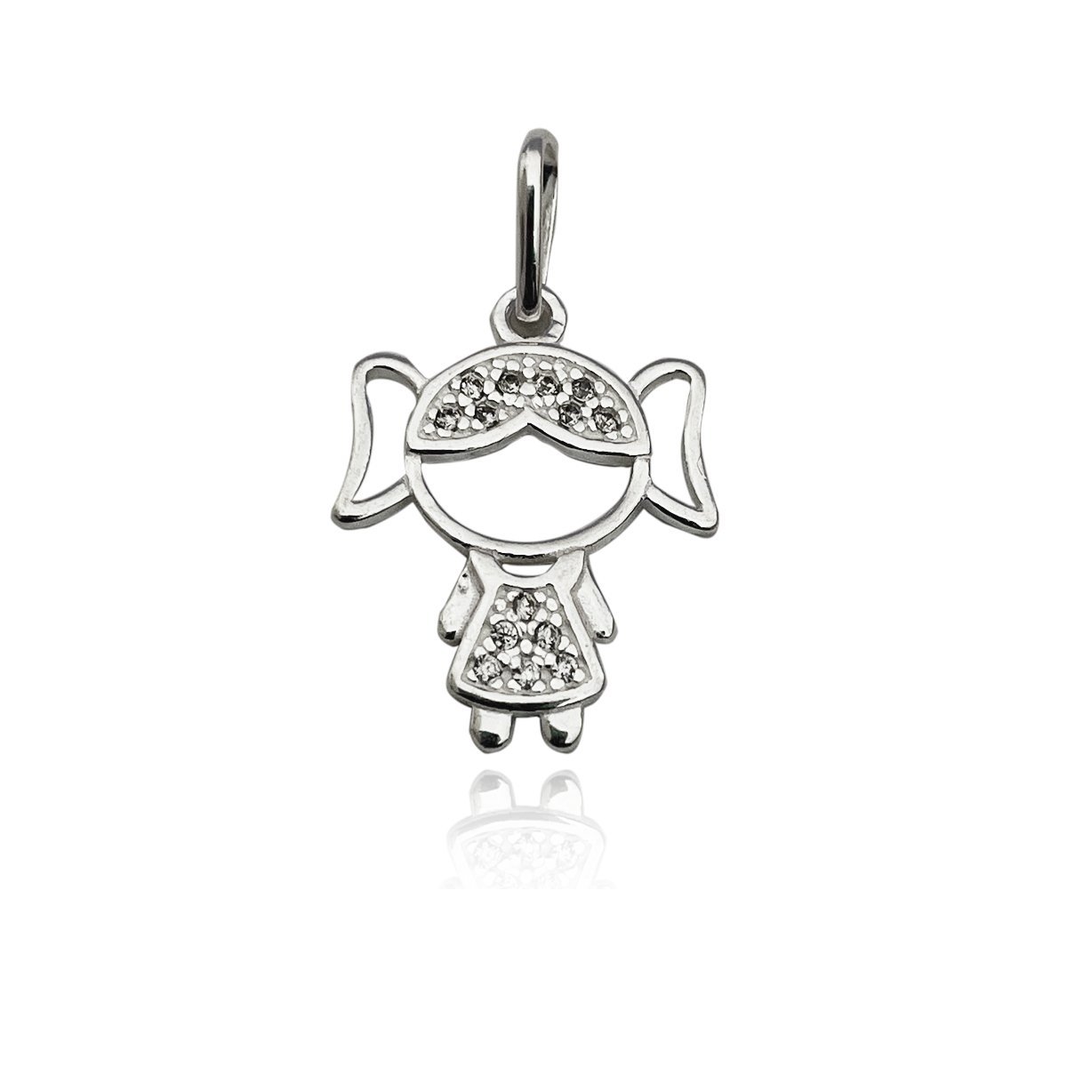 Pingente Filhos Cravejados com Zirconias Prata 925 Prata 1