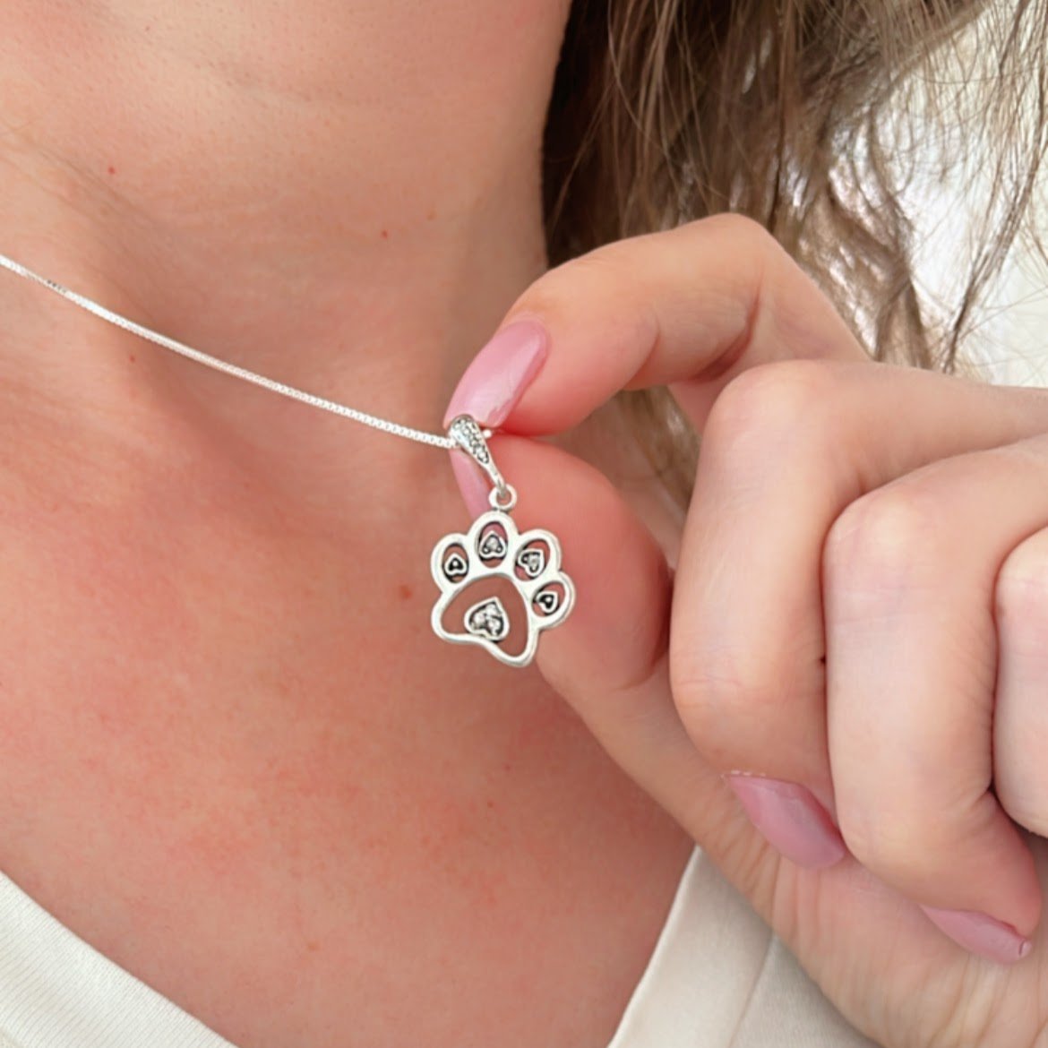 Colar Pet Com Pata e Osso Prata 925 Prata 2