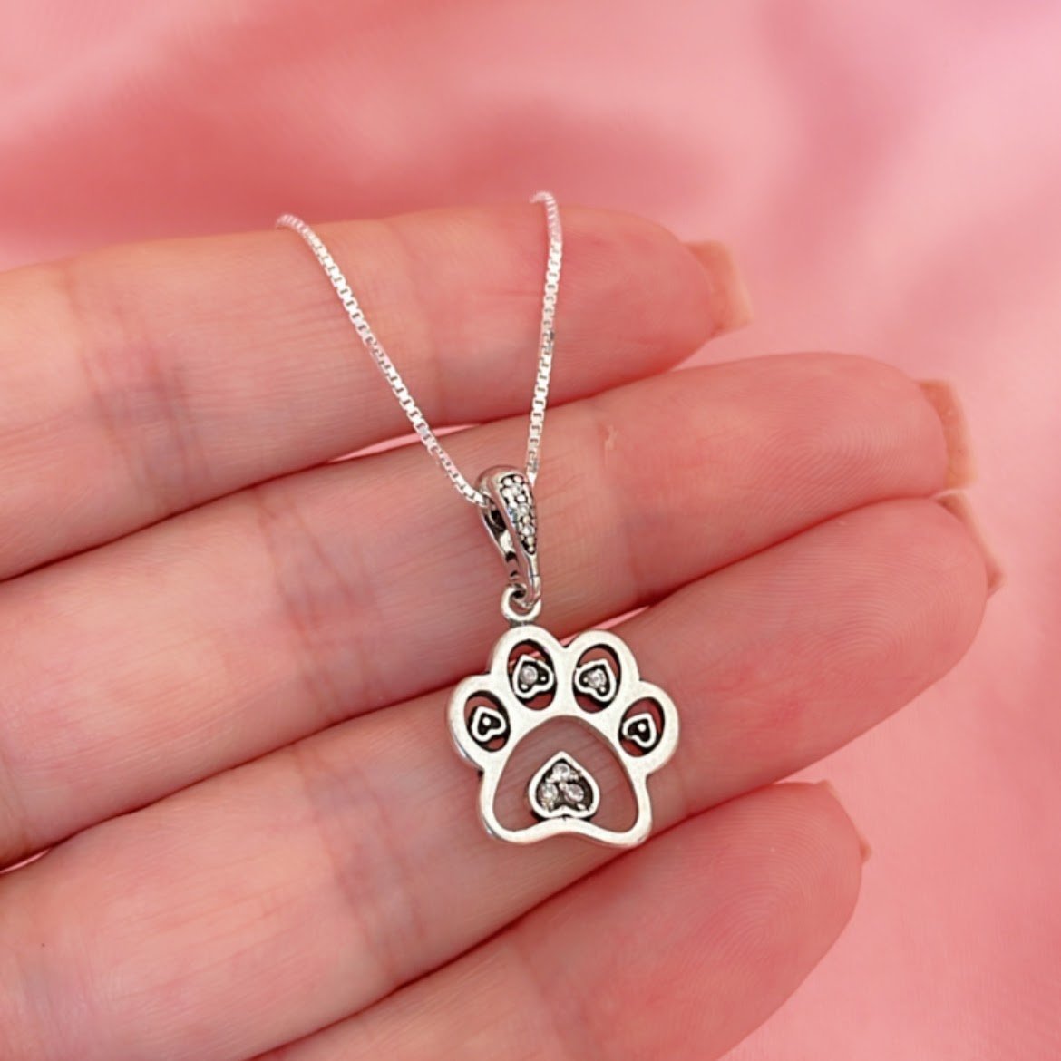 Colar Pet Com Pata e Osso Prata 925 Prata 3