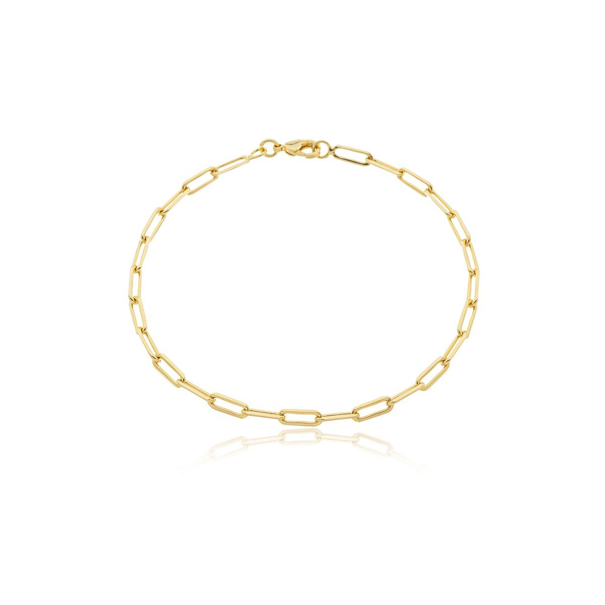 Pulseira Elos Longos Diamantada 3,5mm Banhada a Ouro 18k