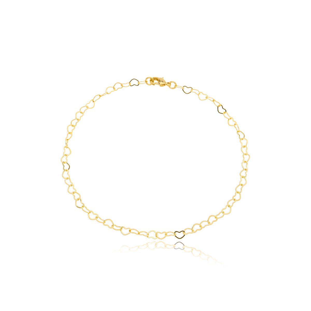 Pulseira Elo coração 2,5mm Banhada a Ouro 18k