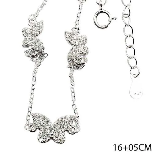 Pulseira Três Borboletas Cravejadas Prata 925 Prata 2