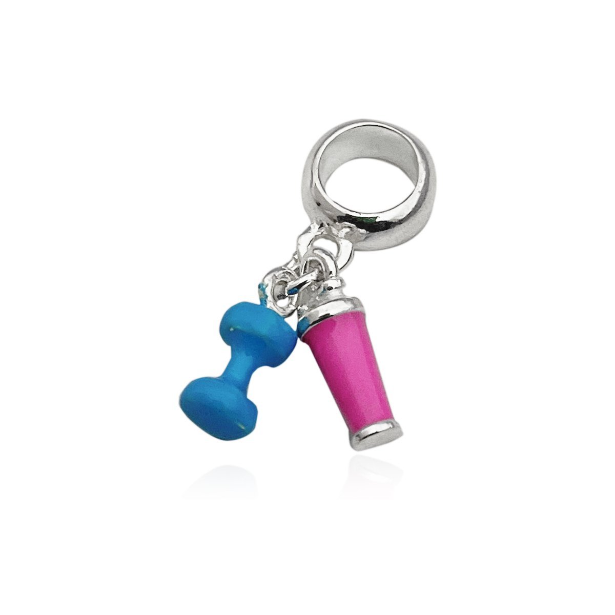 Berloque Academia Halteres e Garrafinha Prata 925 Multicores 1