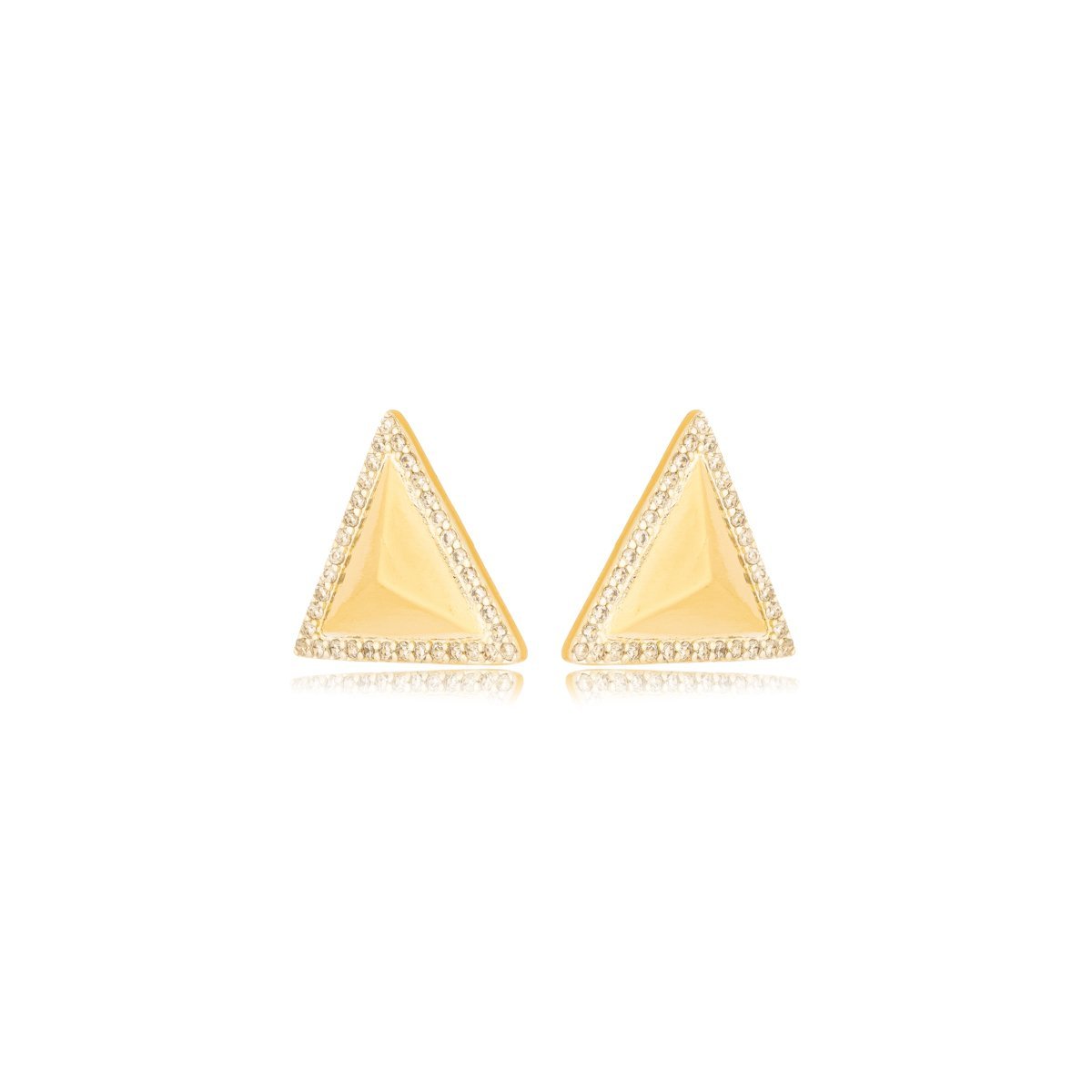 Brinco Triangulo Cravejado Banhado a Ouro 18k Dourado 1