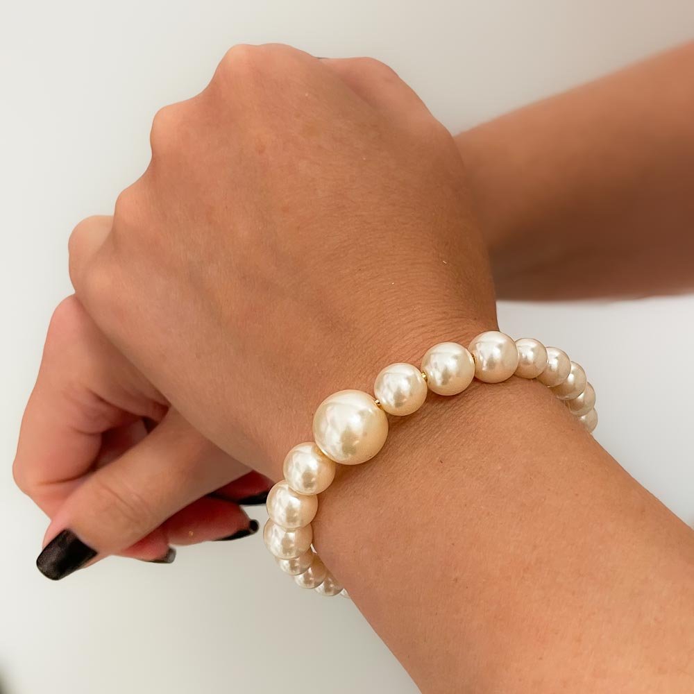 Bracelete Perolas Banhado a Ouro 18k Rosa 2