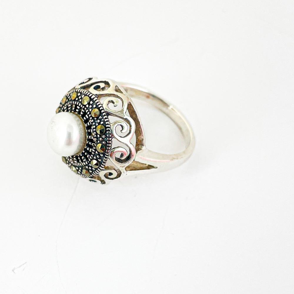 Anel Prata de Bali com Perola Shell Prata 925 Prata 3