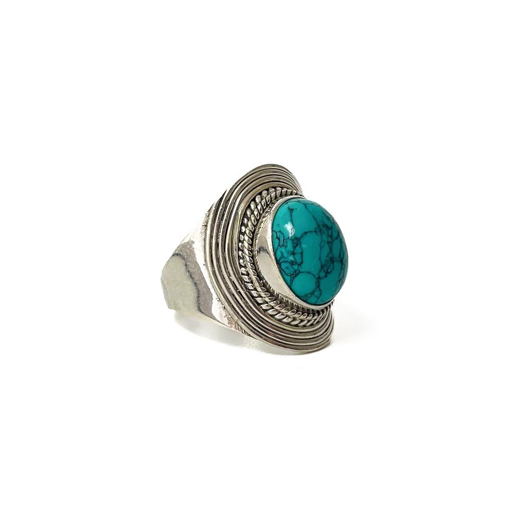 Anel Pedra Oval Turquesa Prata 925 Prata/Verde 3