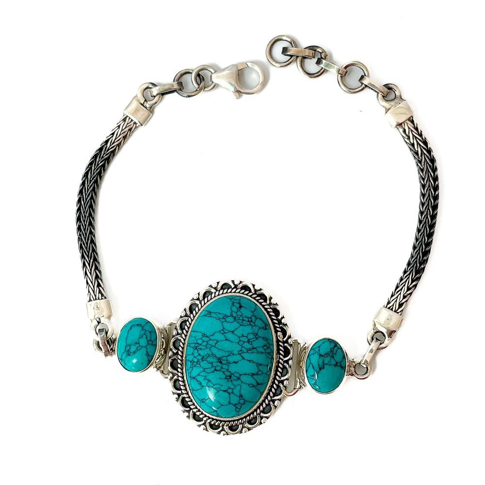 Pulseira Imponente Oval Turquesa Prata 925