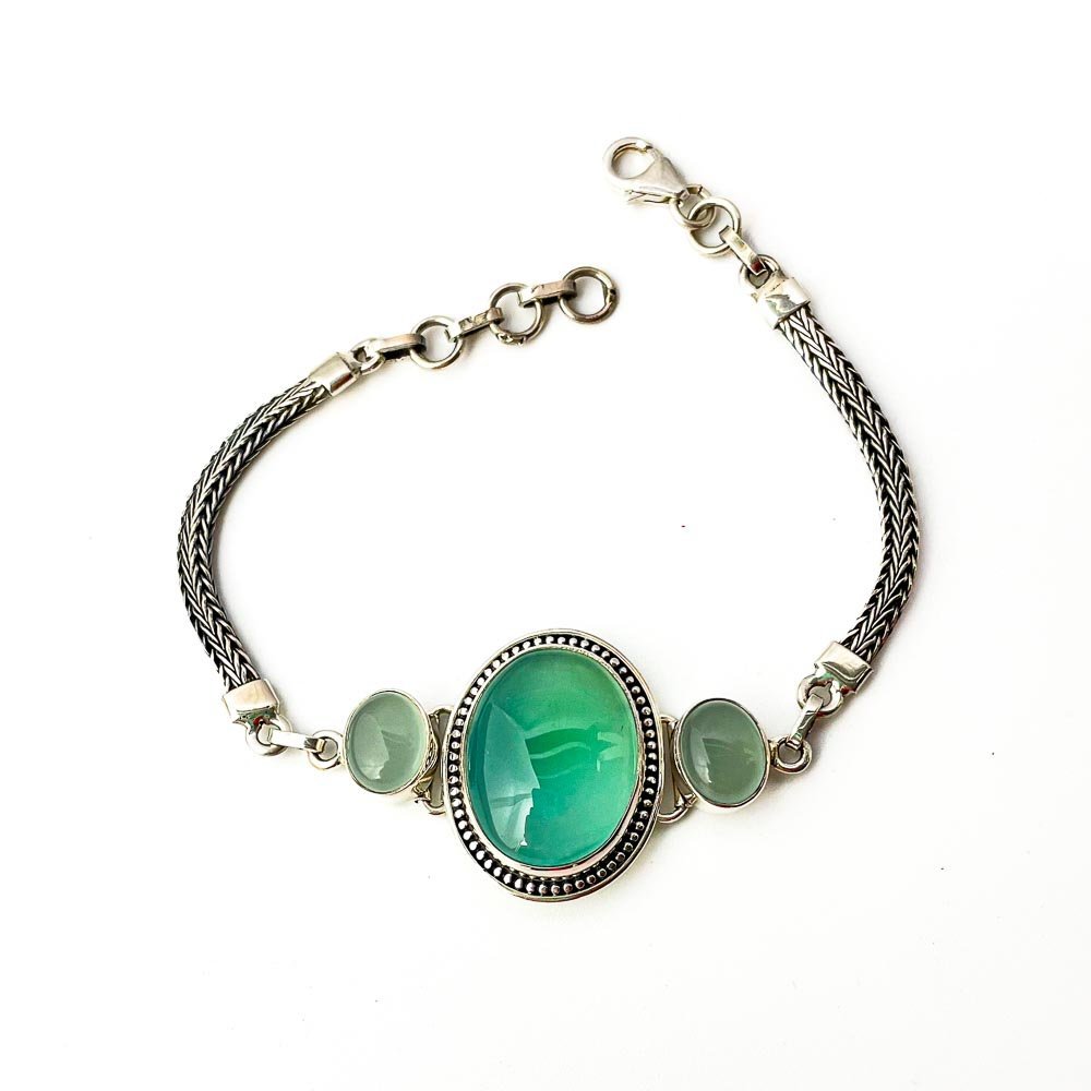 Pulseira Imponente Oval Agata Natural Prata 925