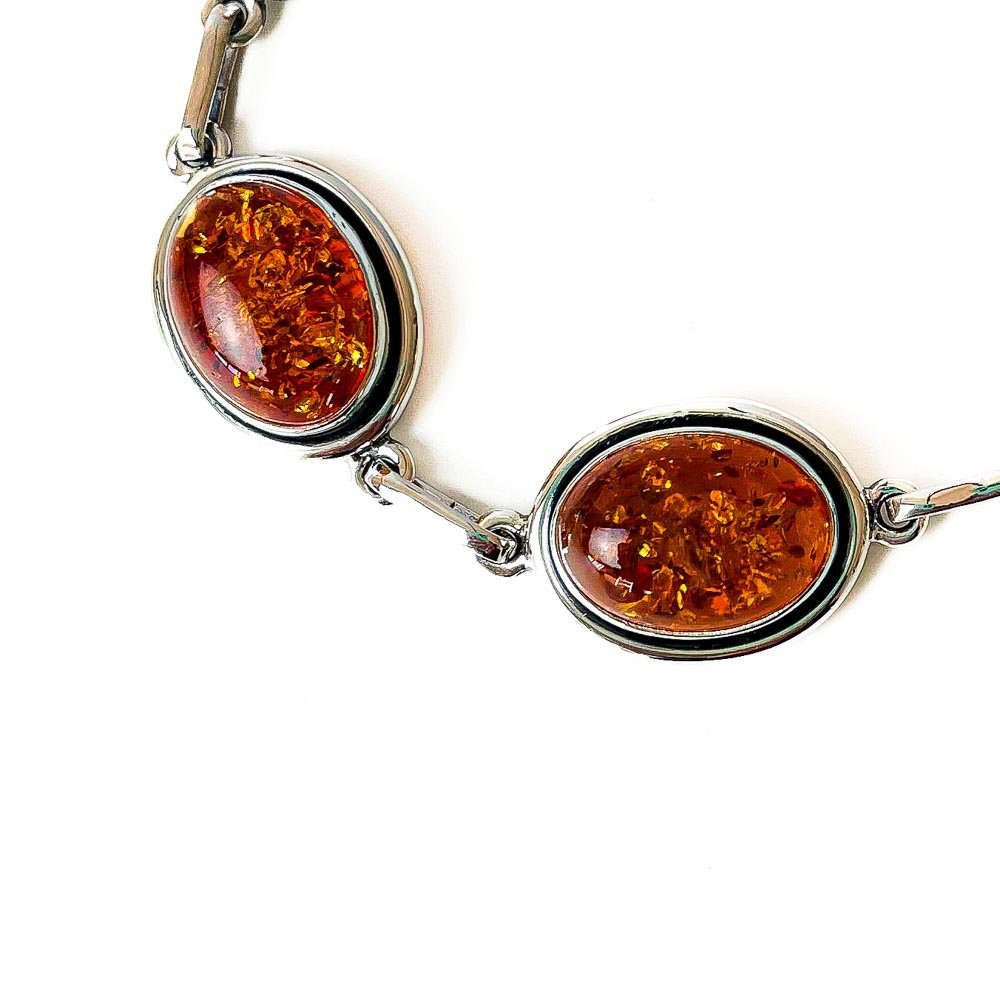 Pulseira Pedras Ambar Ovais Prata 925 Prata 3