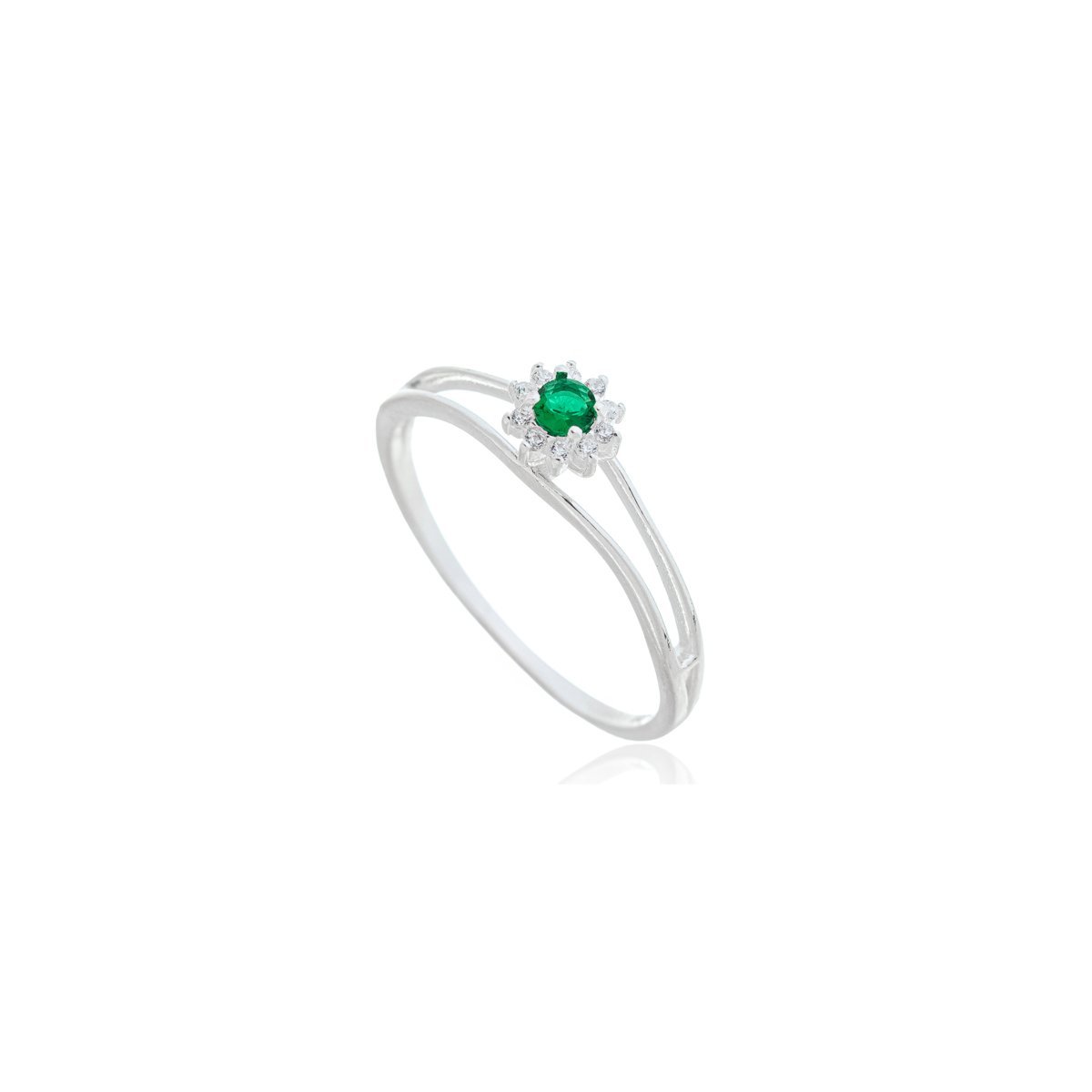 Anel Feminino Prata 925 Solitário Verde – Joia de Formatura Elegante