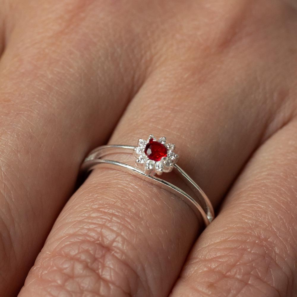 Anel Solitário Formatura Vermelho Prata 925 Prata/Vermelho 2